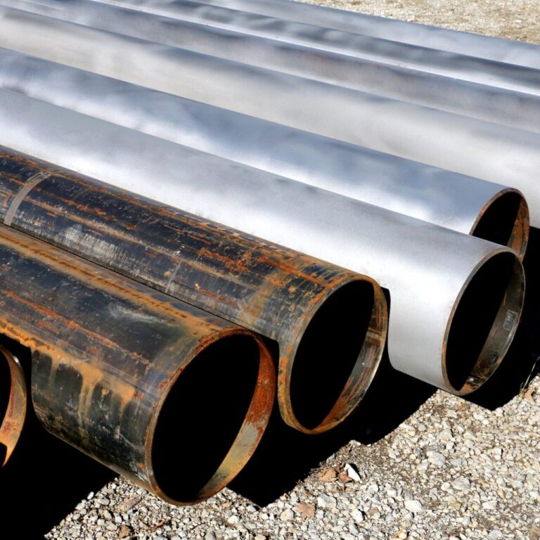 sandblasting metal pipes